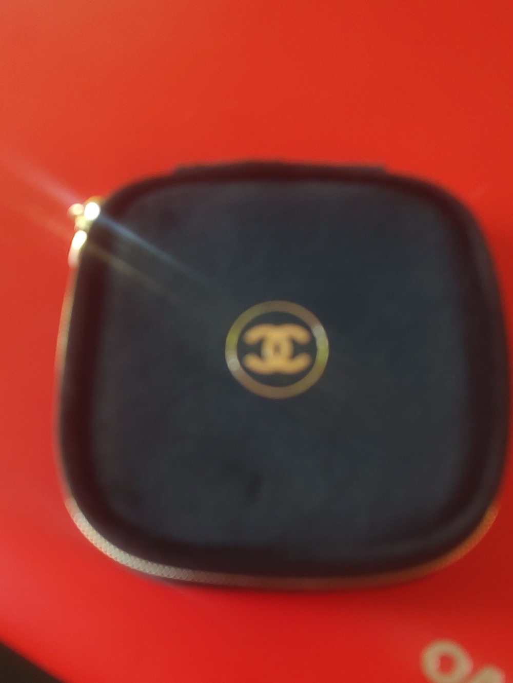 CHANEL Black Velvet Jewelry Case with Gold CC Emblem